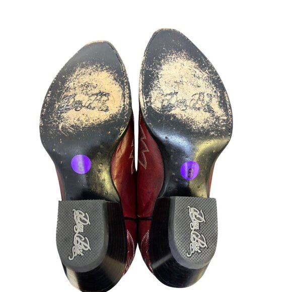 Dan Post Red & Black Western Cowboy Boots Size 8 Leather - Picture 7 of 8